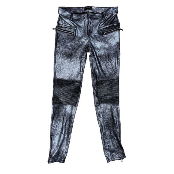 Zara Biker Leggings Silver Size M - Picture 1 of 4